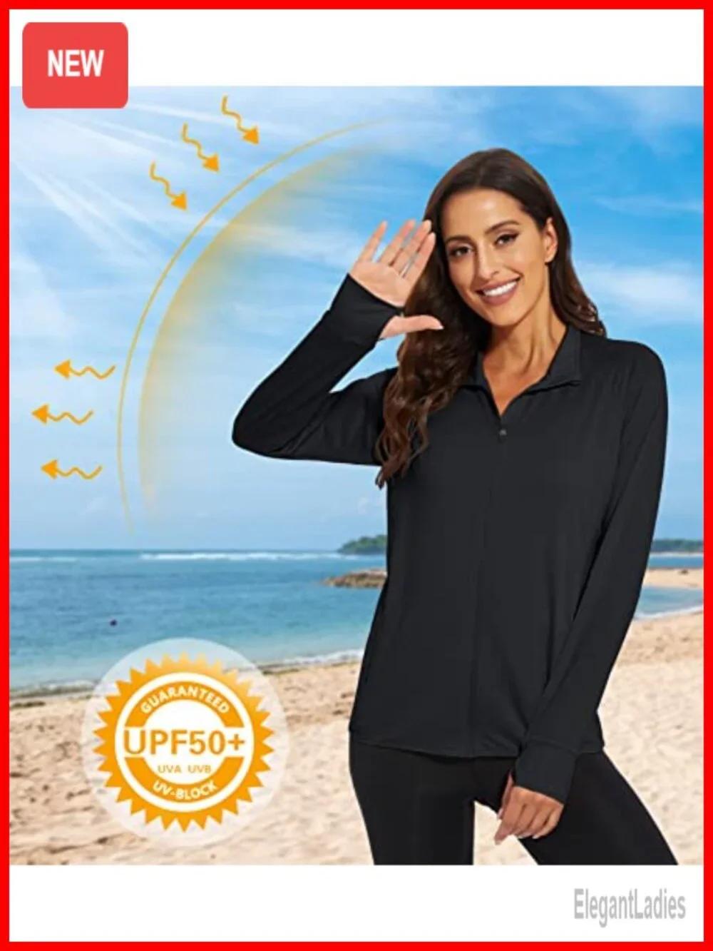 UPF 50+ Women's Athletic Jacket Full Zip Long Sleeve Lightweight
